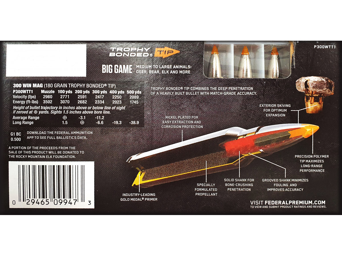 .300WinMag. Federal Premium Trophy Bonded Tip 180gr/11,66g (P300WTT1)