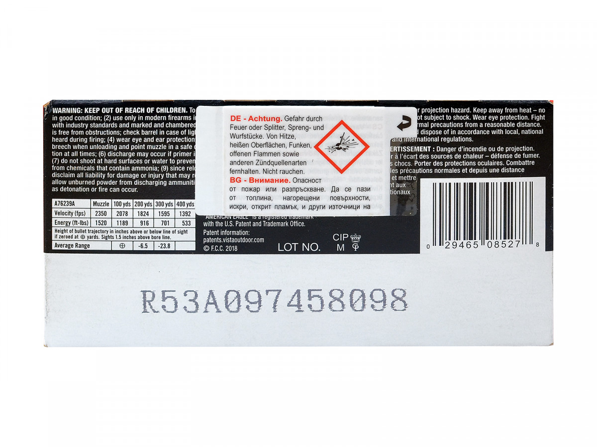 7,62x39 American Eagle 124gr/8,04g FMJ (A76239A)