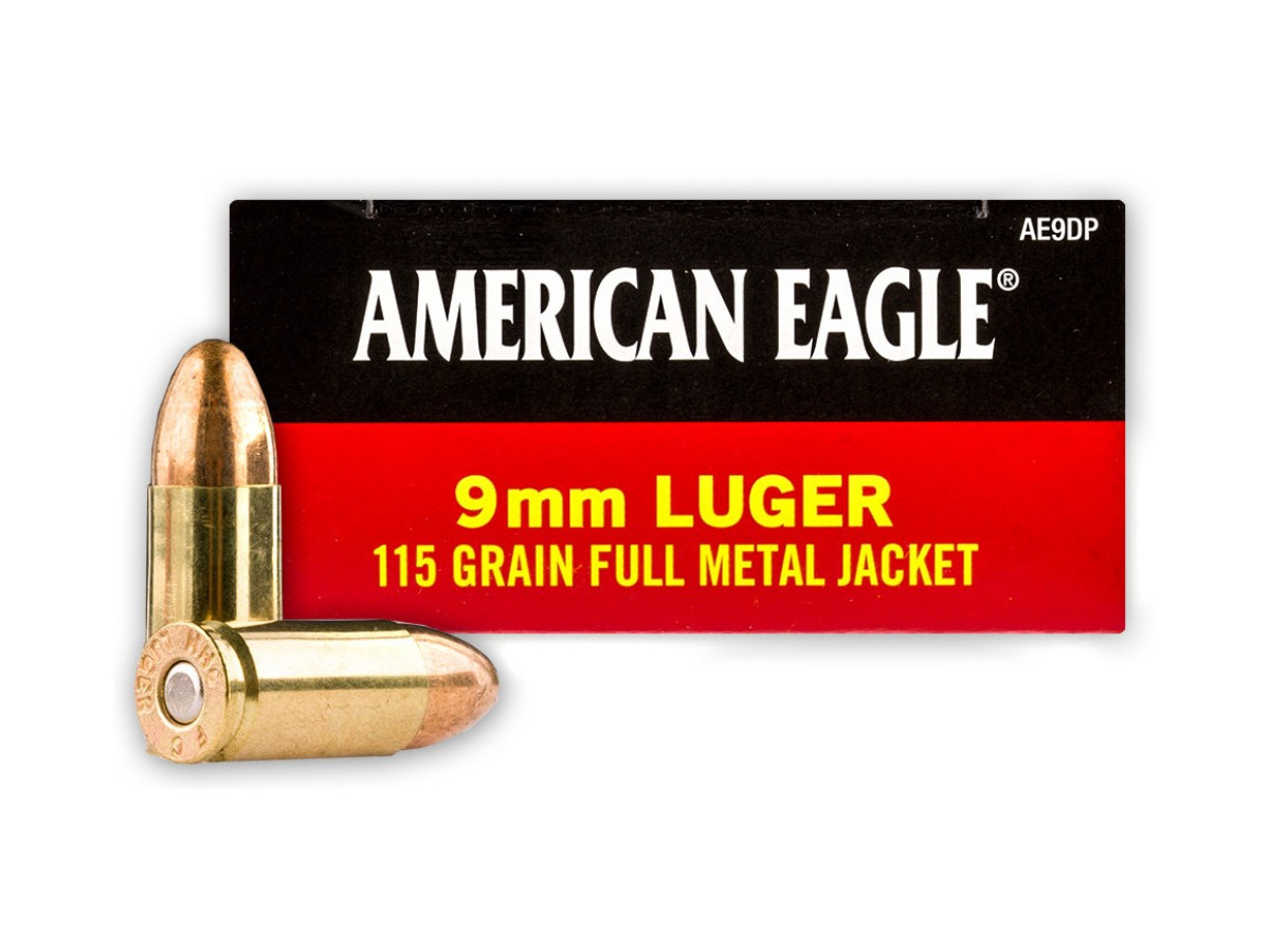 9mm Luger American Eagle 115gr/7,45g FMJ (AE9DP)