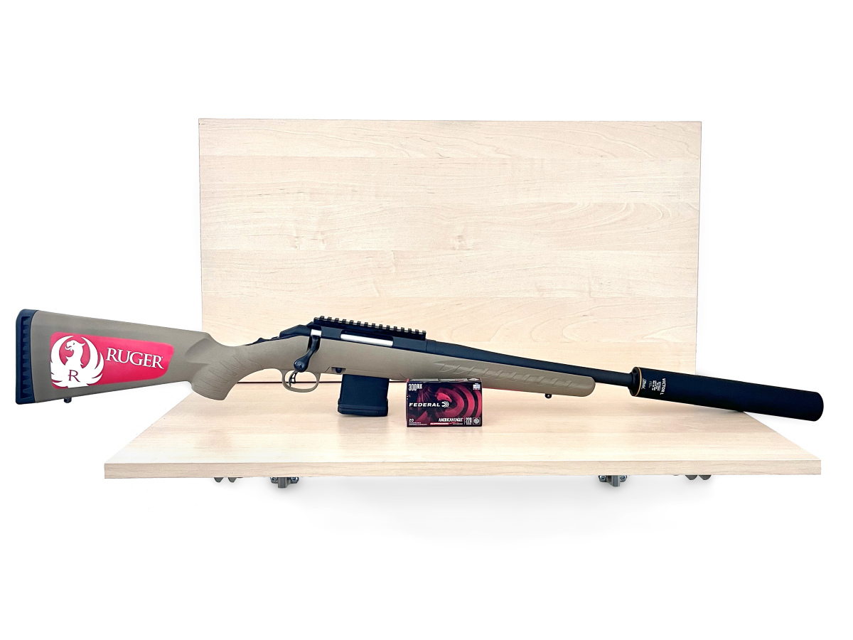 Akciový set Ruger American Rifle Ranch 26968, kal. .300BLK +  Tlmič Stalon + Náboje