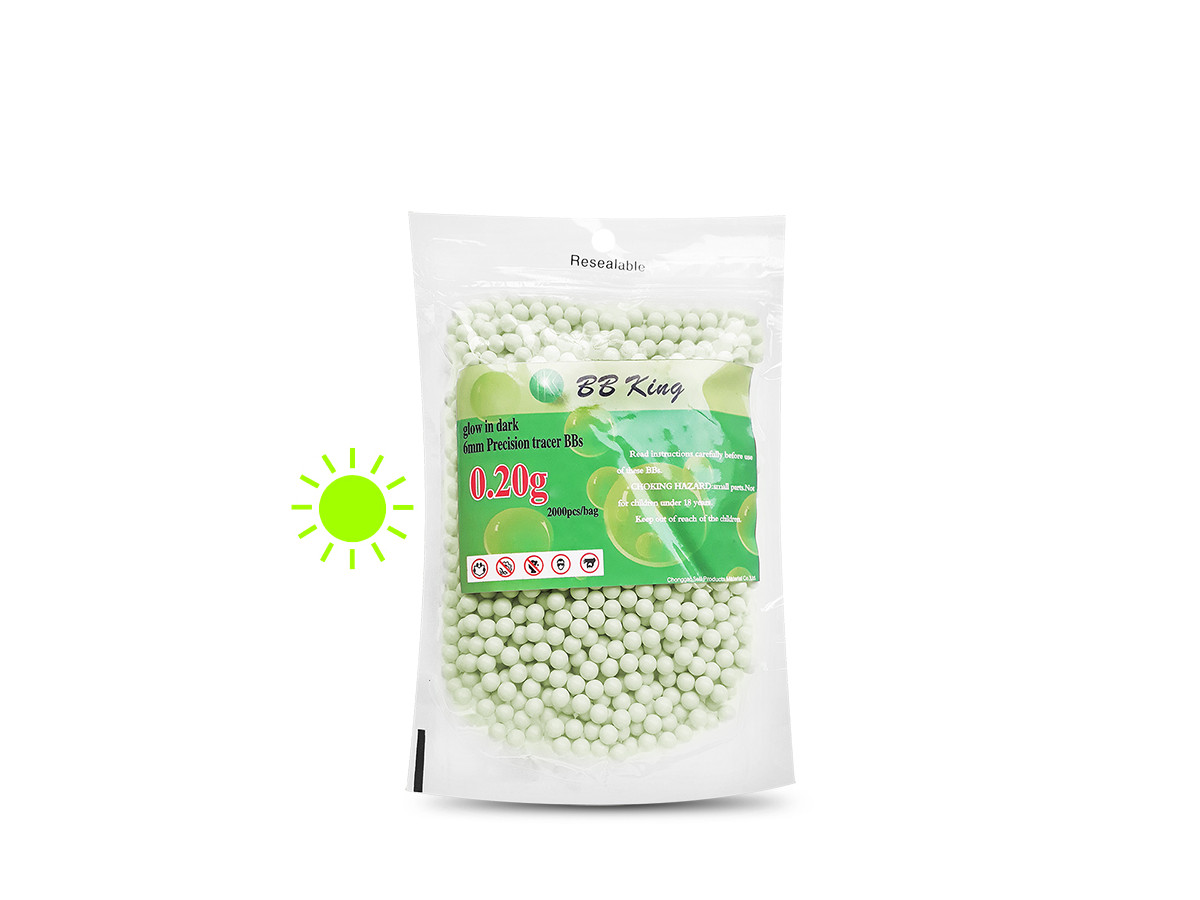 Svietiace airsoft. guličky BB King Tracer BBs 0,20g, 2000ks, kal. 6mm