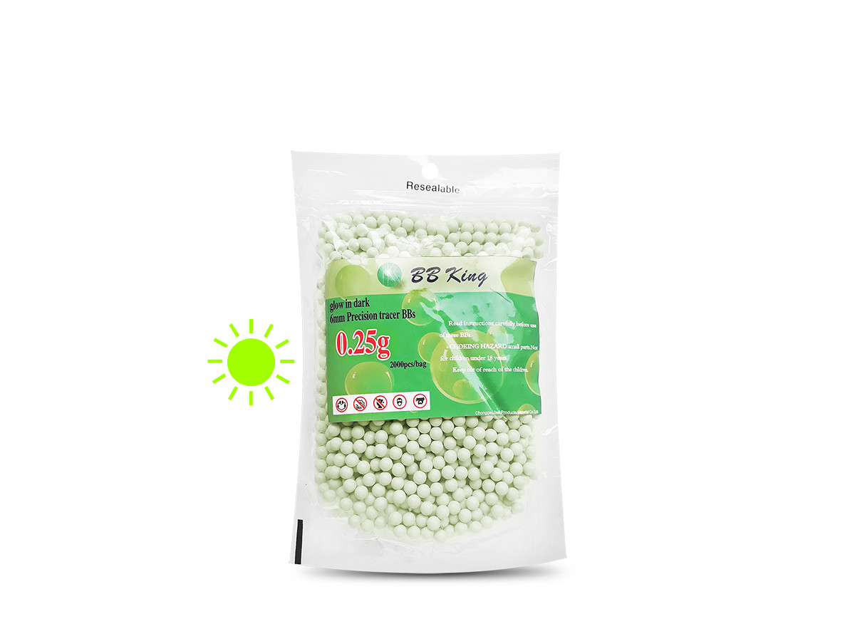 Svietiace airsoft. guličky BB King Tracer BBs 0,25g, 2000ks, kal. 6mm