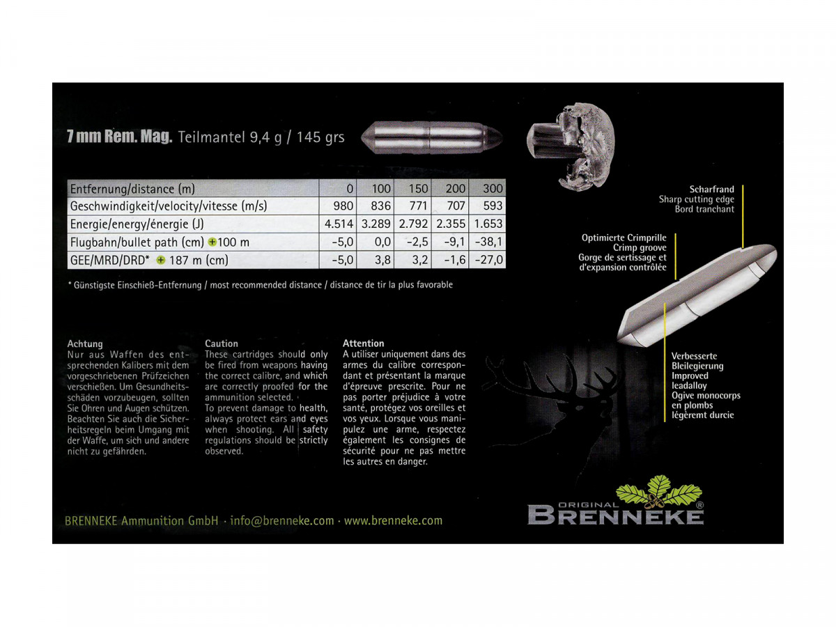 Brenneke 7mmRemMag. Teilmantel 9,4g