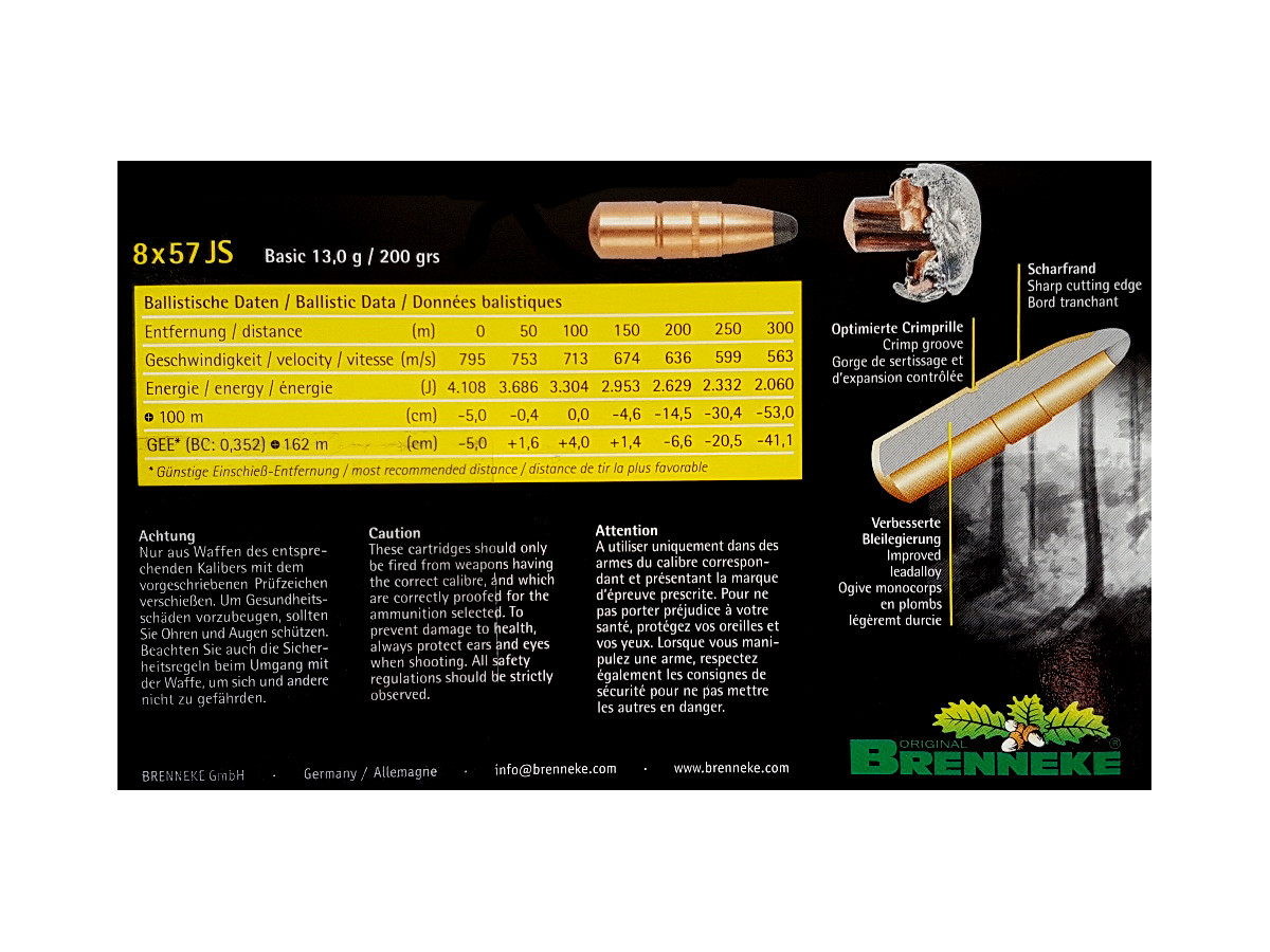 Brenneke 8x57JS Basic 13,0g