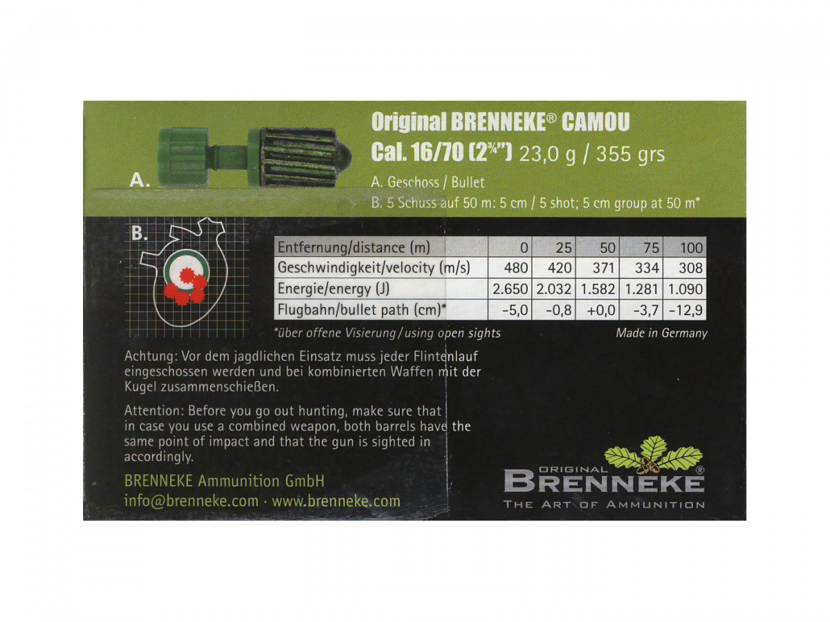 Brenneke Camou 16/70 23,0g, 5ks