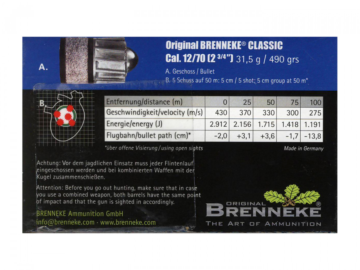 Brenneke Classic 12/70 31,5g, 5ks