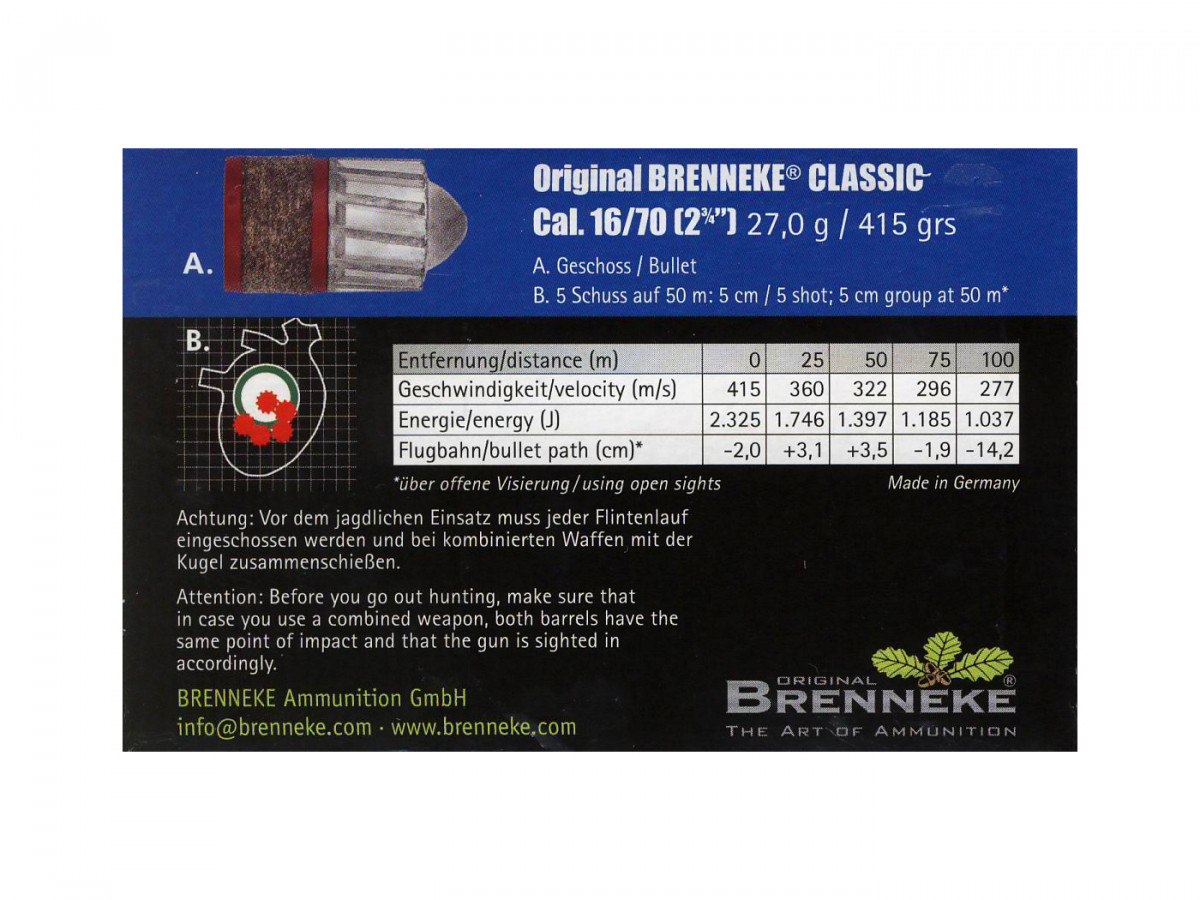 Brenneke Classic 16/70 27,0g, 5ks