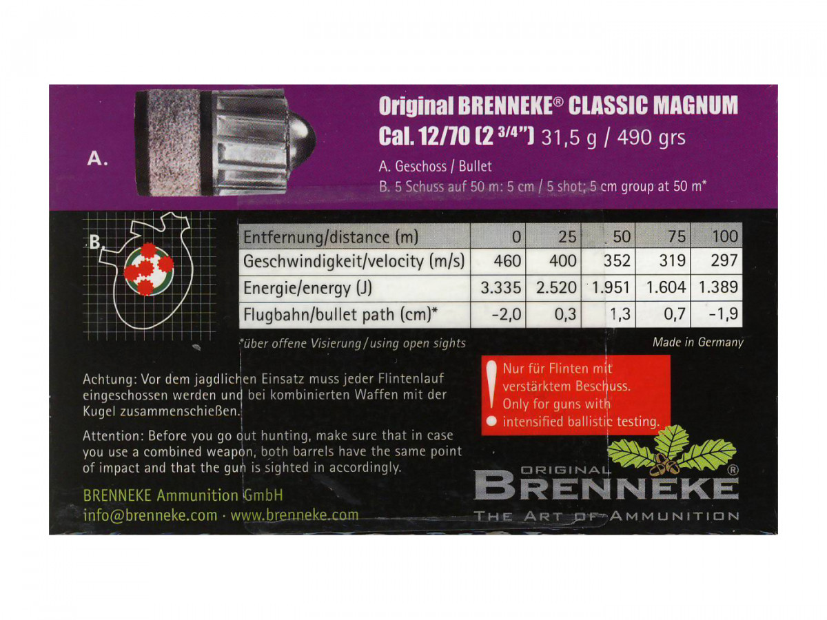 Brenneke Classic Magnum 12/70 31,5g, 5ks