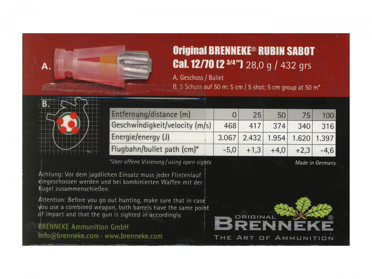 Brenneke Rubin Sabot 12/70 28,0g, 5ks