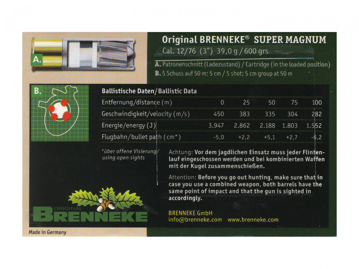 Brenneke Super Magnum 12/76 39,0g, 5ks