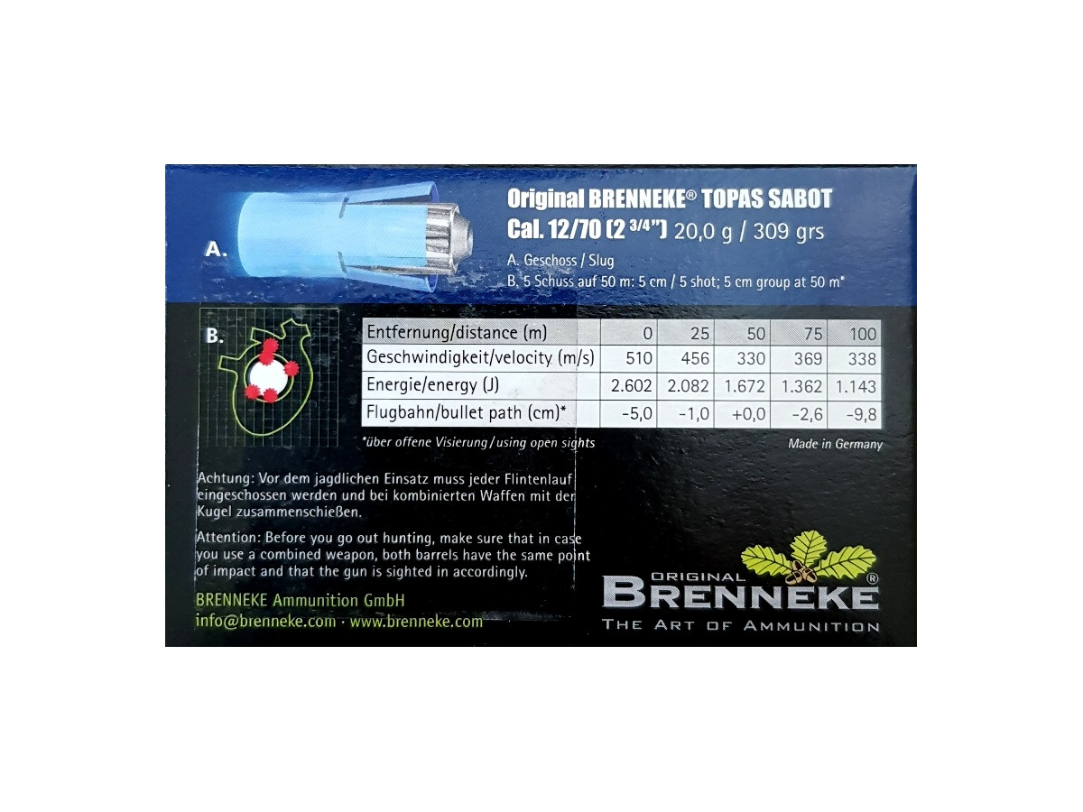 Brenneke Topas Sabot 12/70 20,0g, 5ks