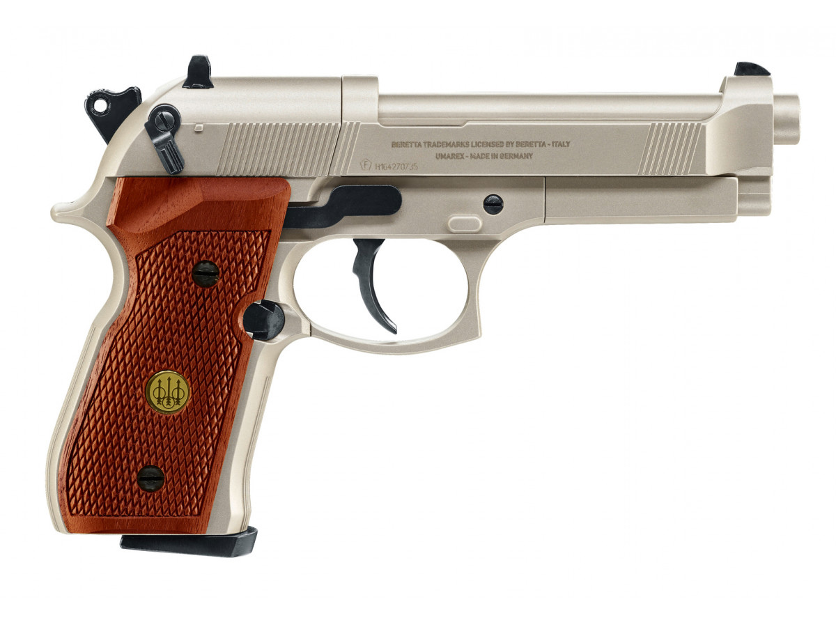 Pištoľ CO2 Beretta M92 FS nickel/wood, kal. 4,5mm diabolo