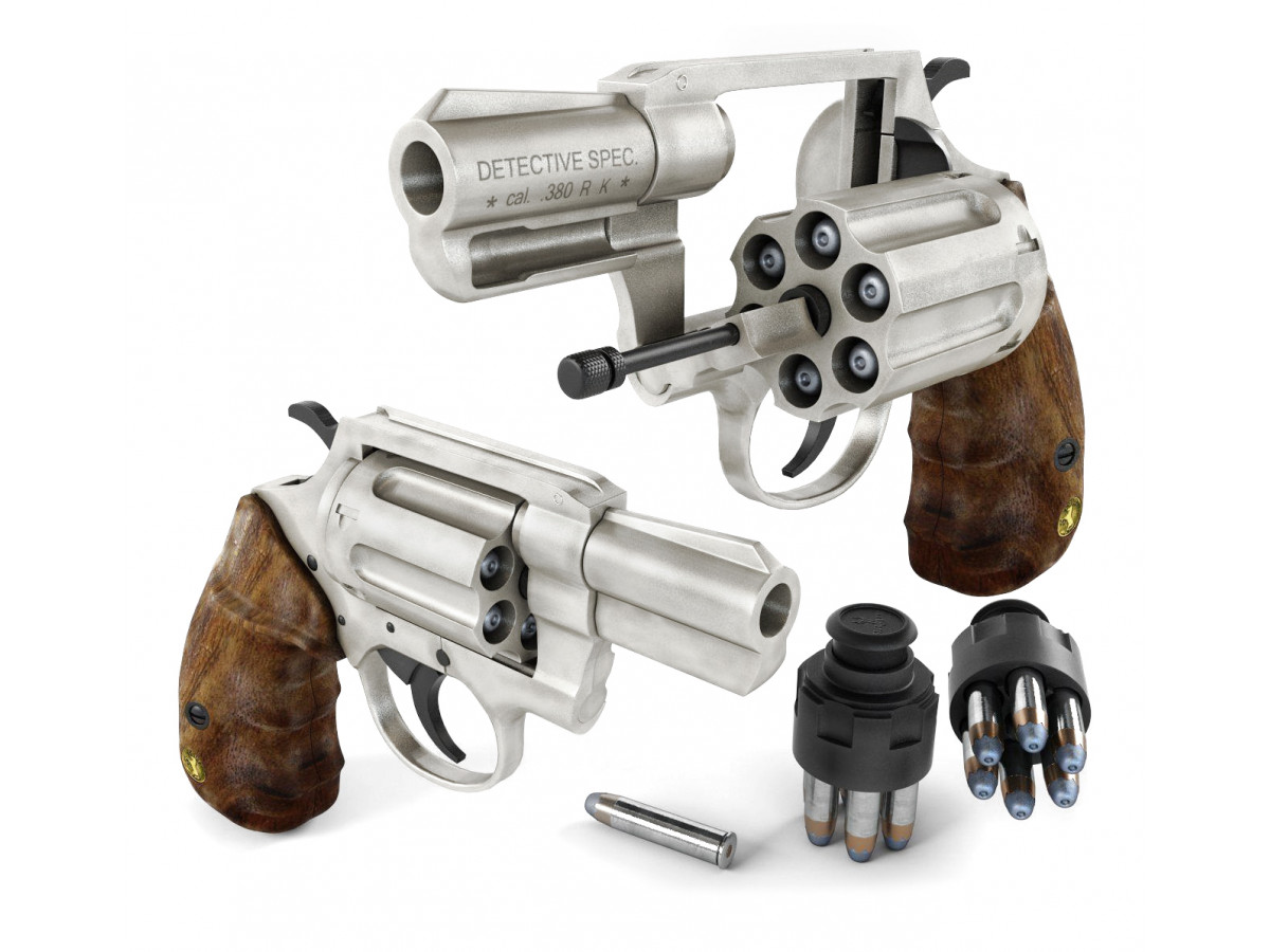 Revolver exp. Colt Detective Special nickel/wood, kal. 9mm