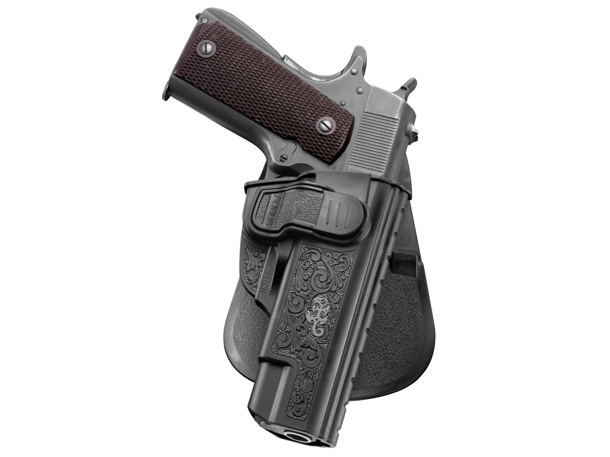 1911CH LH, gravírované puzdro pre 1911 bez lišty, s pádlom, s poistkou