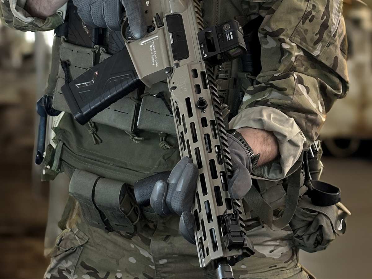 Predpažbie HK416 M-LOK 259mm profil-1 na MR223 FDE