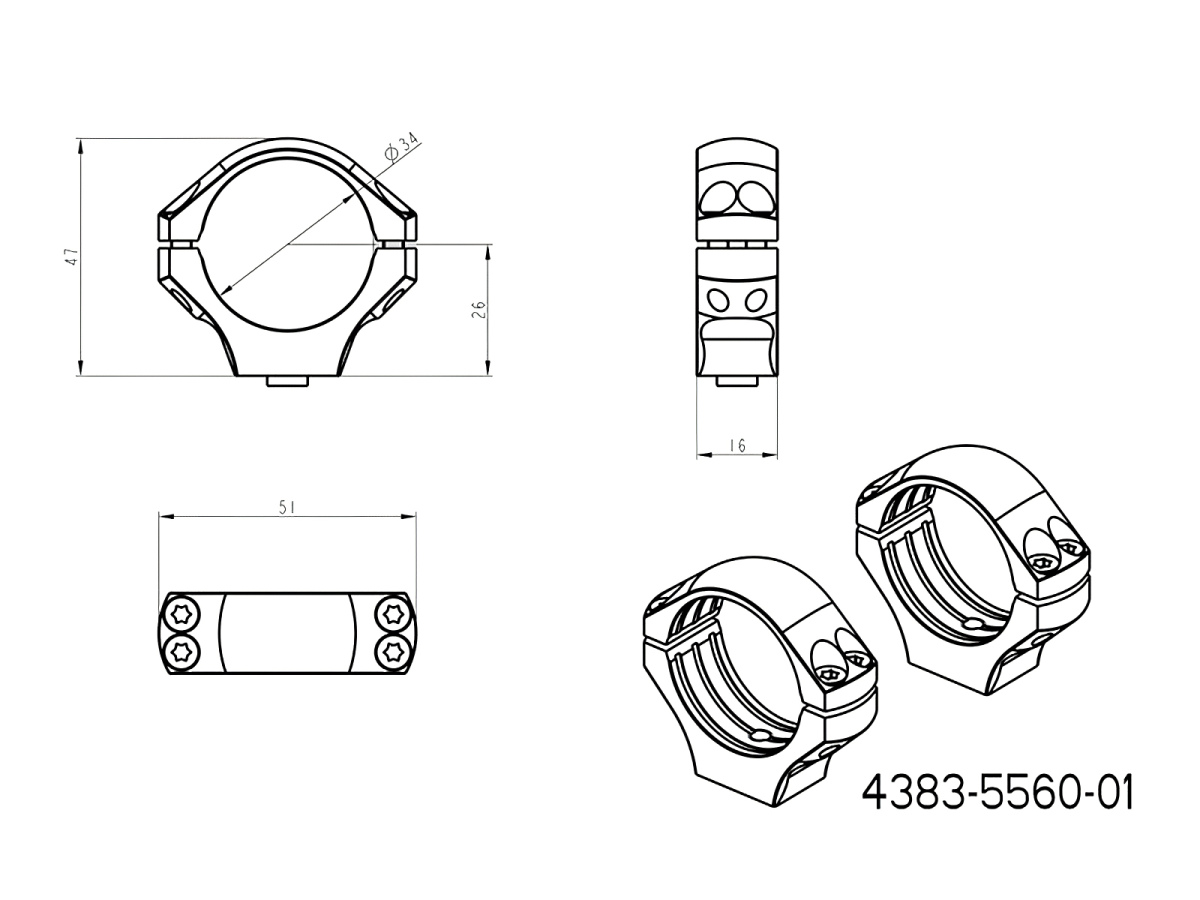 Krúžky JKN UNI 34mm, výška 26mm