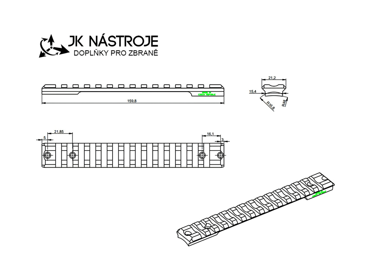 Picatinny lišta JKN Sauer 101, Remington 700 a Mauser M18 long