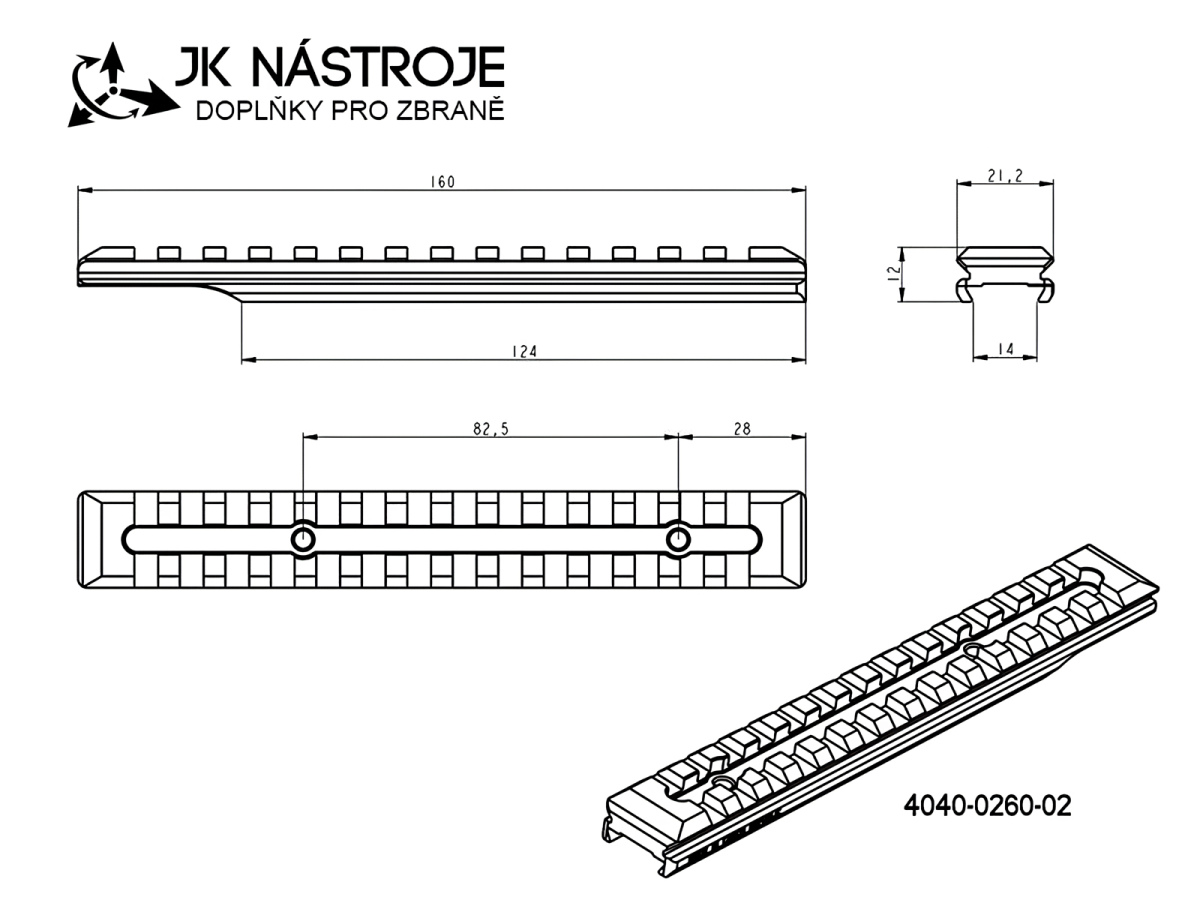 Picatinny lišta JKN ZKM 451 plná