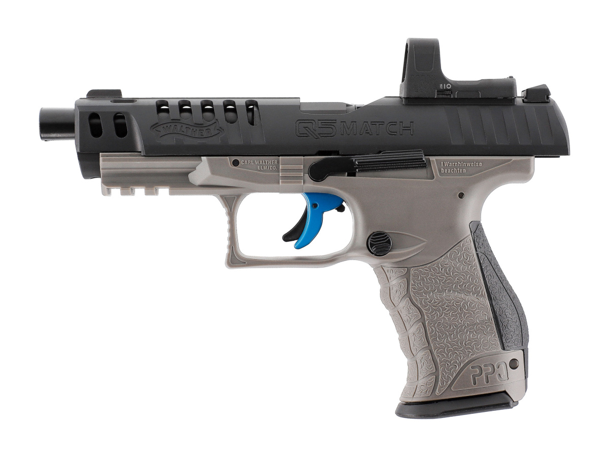 Pištoľ CO2 Walther Q5 Match Combo 5" Set, kal. 4,5mm diabolo