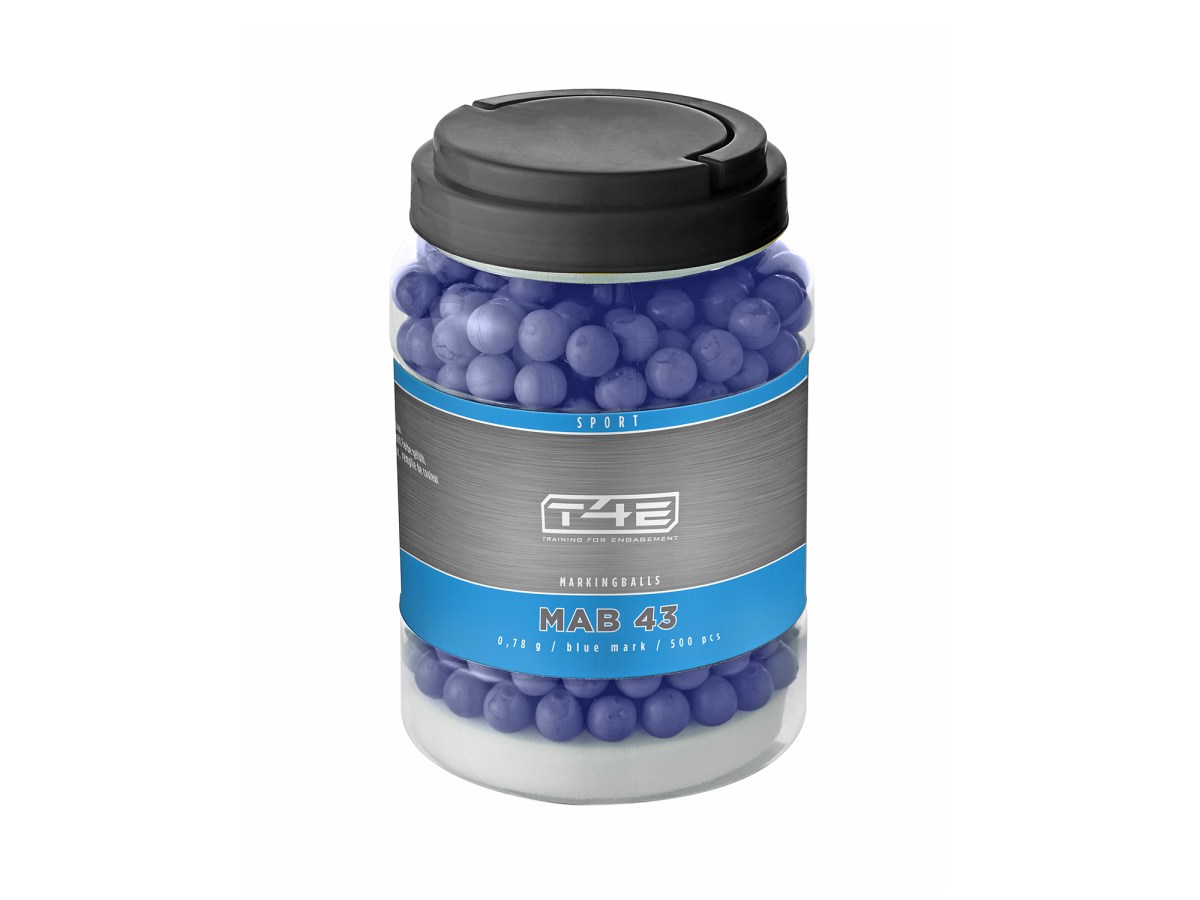 Strely T4E Markingball MB 43 blue mark 0,78 g, kal. .43, 500 ks
