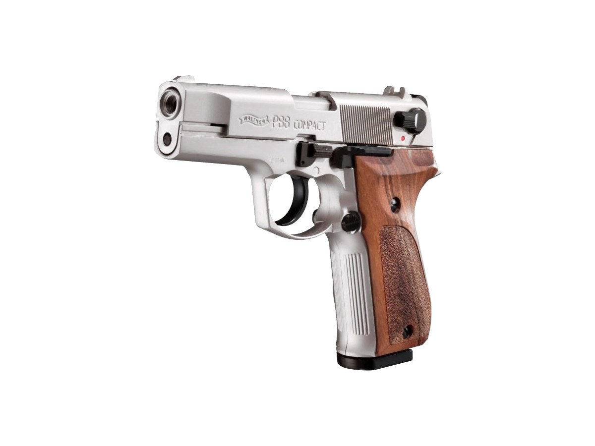 Pištoľ exp. Walther P88 Compact nickel/wood, kal. 9mm P.A.K.