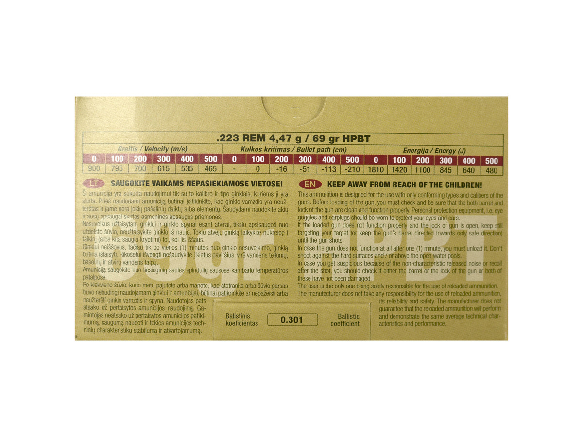 GGG .223Rem. 69gr/4,47g HPBT Sierra MatchKing (GPR13)